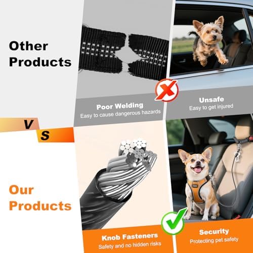 Dog Seat Belt for Car, Chew Proof Dog Car Seat Belt, 2 in 1 Car Harness for - Image 3