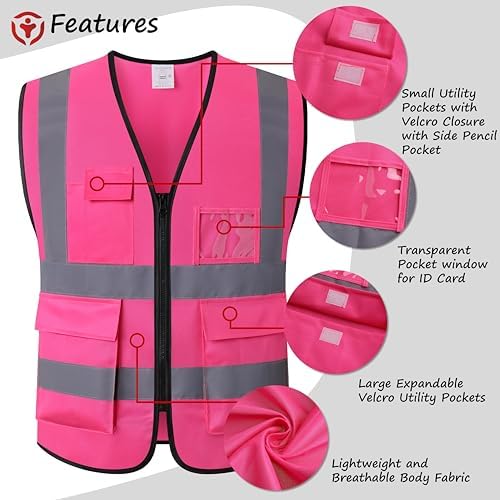 Reflective Safety Vest for Men Women Construction Vest ANSI Standard AP1 - Image 3
