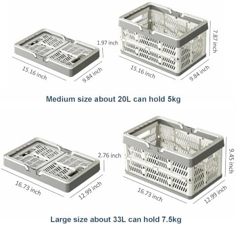 Collapsible Storage Crate with Handles, Milk Crates，33L Foldable Plastic - Image 3