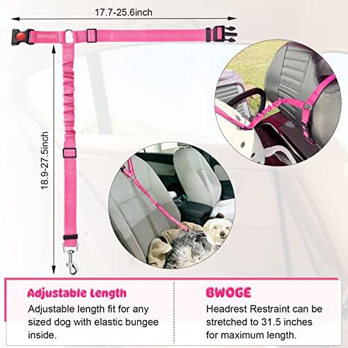 BWOGUE Dog Seat Belt for Car, Headrest Restraint Bungee Lead - Image 3