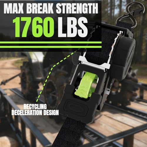 Retractable Ratchet Straps, 1 Inch x 12 Feet Heavy Duty Tie Downs, 1760lb Break - Image 2