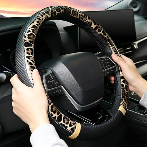 KAFEEK Khaki Leopard Print Steering Wheel Cover - Image 5