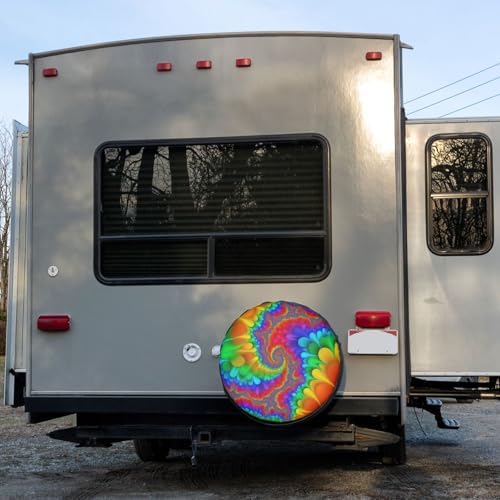 Tie Dye Abstract Rainbow Color Spare Tire Cover Dust-Proof Wheel Tire Cover Fit - Image 6