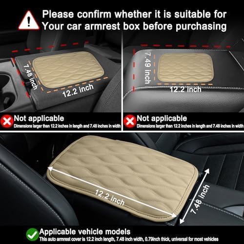 Amiss Car Center Console Cover, Upgraded Leather Car Armrest Cushion, Universal - Image 4