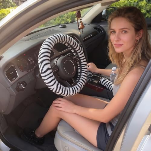 Fluffy Steering Wheel Cover 3PCS Set – Plush Fuzzy Fur Steering Wheel Cover - Image 6