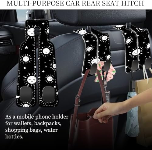 PU Leather Car Seat Hook, Storage Headrest Hanger, Cute Car Backseat Organizer - Image 3