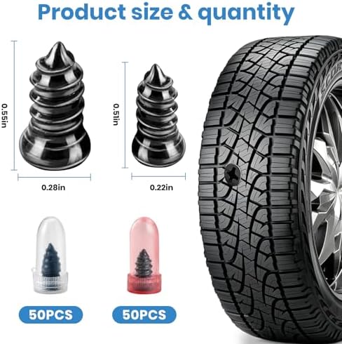 100 PCS Tire Repair Rubber Nail, 2 Size Vacuum Tire Plugs Kit - Image 2