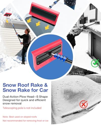 Roof Rakes for Snow Removal, Telescoping Snow Rake for House Roof, Solar Panels - Image 3