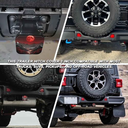 2 Inch Red Moon Mountain Trailer Hitch Cover Rubber Receiver Tube Plug Cap - Image 5