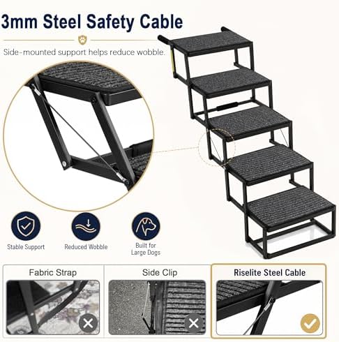 5-Step Heavy Duty Dog Stairs for Large Dogs, Truck Tailgate, 23-28.5 in - Image 4