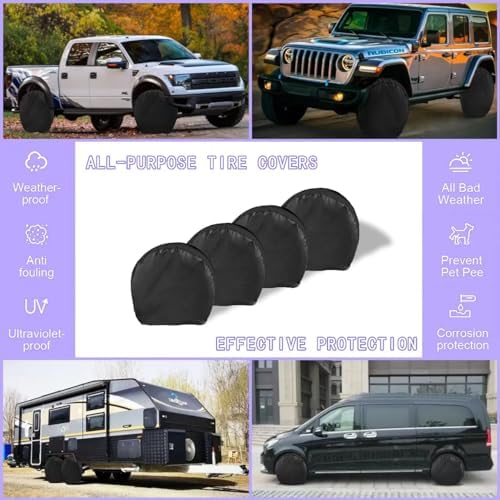 MORNYRAY Tire Covers 4 Pack, Waterproof Anti-UV Snow Sun Rain Tire Covers - Image 4