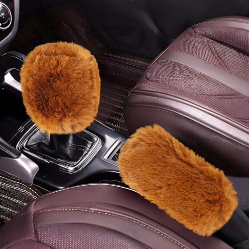 Hovom 2PCS Fluffy Car Gear Shift Knob Cover & Handbrake Cover by Hovom