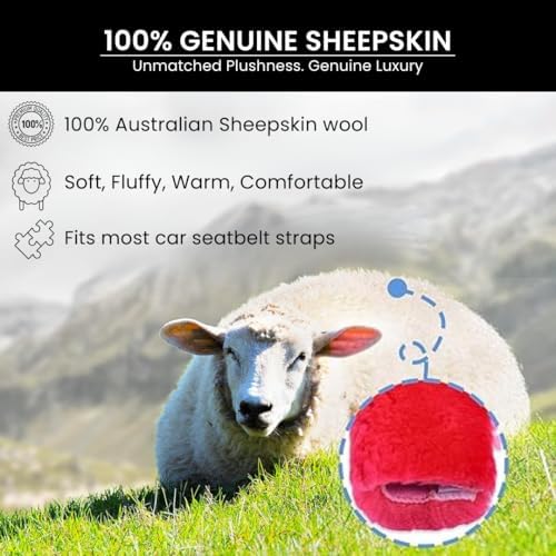 Andalus Genuine Sheepskin Car Seat Belt Cover Pad – Soft Fuzzy, Comfy Fluffy - Image 3