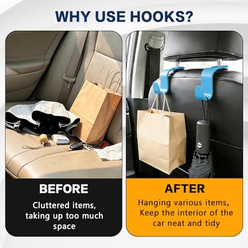 4PCS Car Seat Headrest Hooks, Car Purse Hook, Seat Back Organizer Storage - Image 4