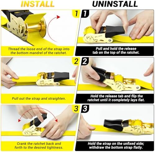 Ohuhu Ratchet Tie Down Straps, Cargo Straps - Image 6