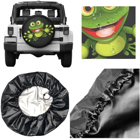 Cute Happy Frog with Big Eyes Spare Tire Cover Universal Waterproof Tire Wheel - Image 5