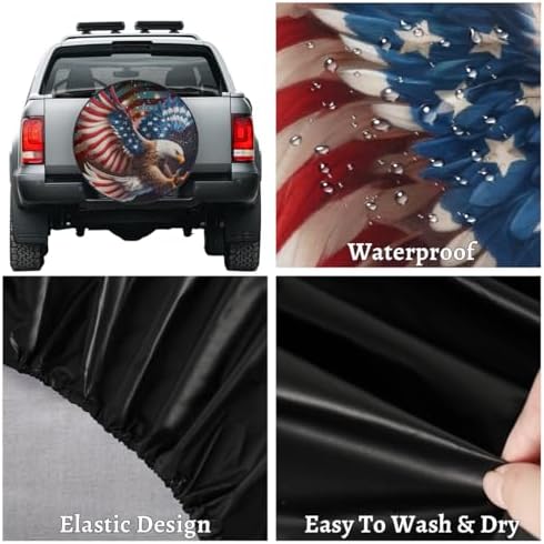 Spare Tire Cover for RV Trailer, American Flag Eagle Waterproof Sun Leather - Image 4