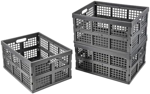 Aebeky 3-Pack Plastic Collapsible Storage Crates-30L, Foldable Plastic Crates by Aebeky