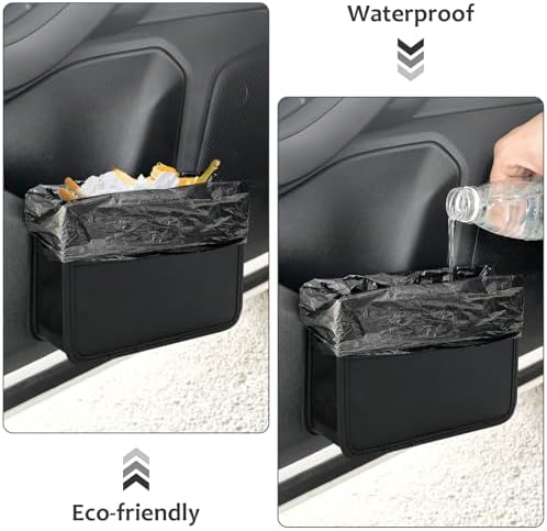 Accmor Collapsible Car Trash Can, Leather Vehicle Garbage Organizer Bin Holder - Image 2