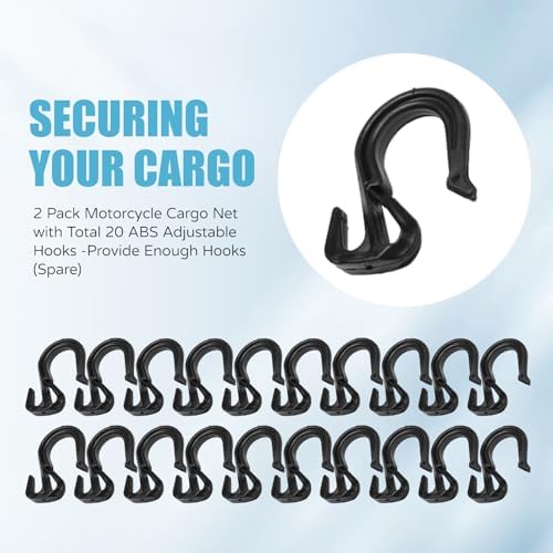 2 Pack 15"X15" Motorcycle Cargo Net Stretches to 30"x30", Total 20 Hooks - Image 5