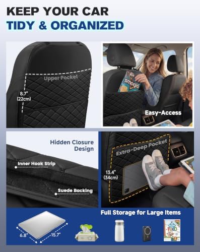 Seat Back Protectors for Kids, Car Kick Mats for Front Seats - Image 4