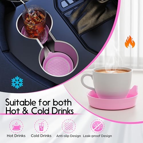 Amooca 4-Pack Car Cup Holder Coaster Bling Crystal Rhinestone Car Interior - Image 3