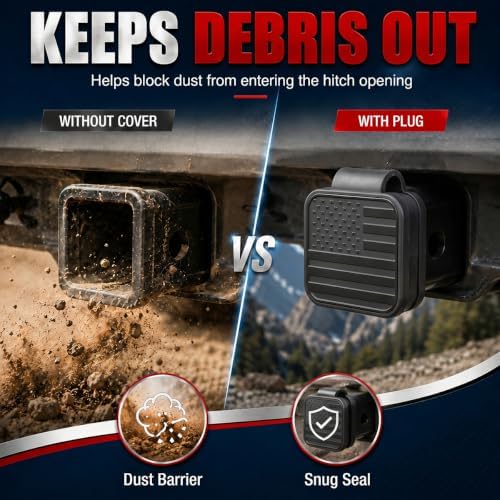 2'' Trailer Hitch Cover, Rubber Square Mouth Tow Receiver Tube Plug Protection - Image 4