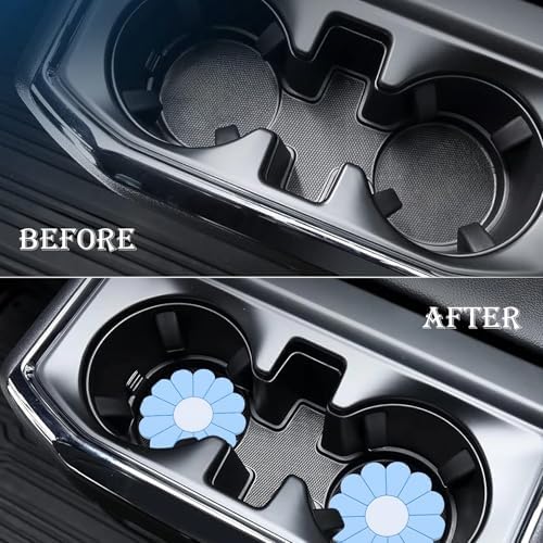 2-Pack Car Cup Holder Coaster Inserts, Daisy Shape, 2.75 Inch Non-Slip Silicone - Image 7