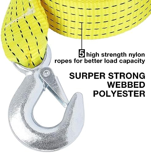 Tow Straps with Hooks 2" x20', Heavy Duty 15, 000 lbs Breaking Strength - Image 5