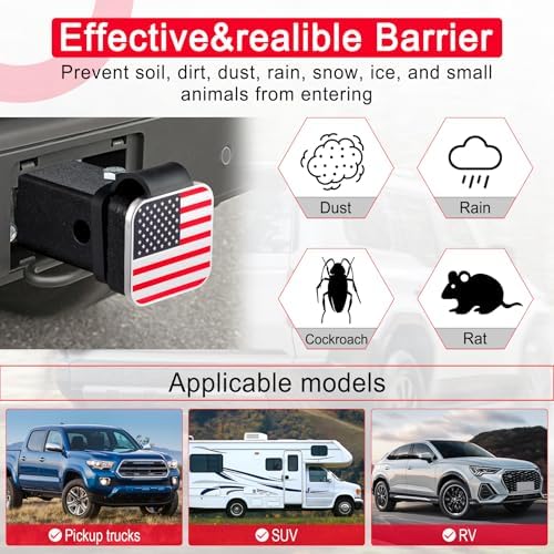 UYYE 2 Inch Rubber Trailer Hitch Cover, American Flag Rubber Hitch Tube Cover - Image 5