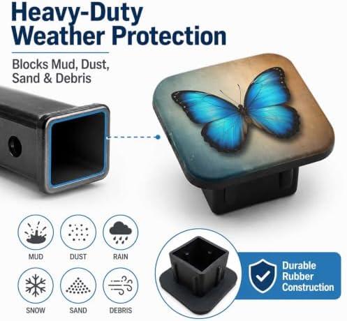 Trailer Hitch Covers Retro Butterfly, Heavy Duty 2 Inch Hitch Cover - Image 6