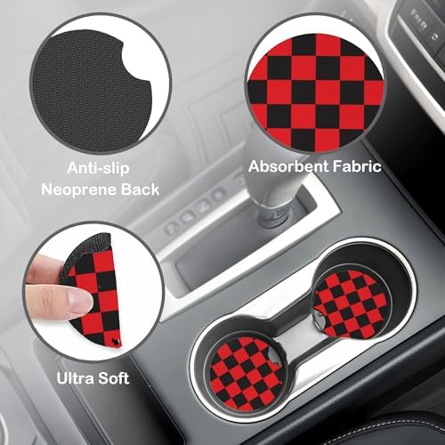 Black and Red Checkered Steering Wheel Cover - Image 4