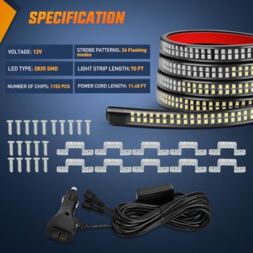 Nilight 2PCS 70 Inch Running Board LED Lights Strip Green White - Image 4
