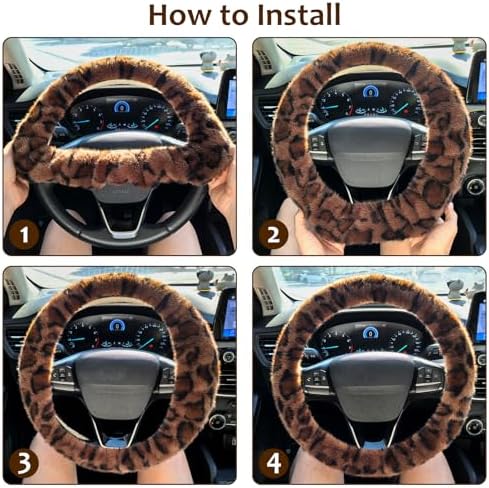 Accmor Fuzzy Car Steering Wheel Cover, Universal Fit Fur Auto Wheel Cover & - Image 6