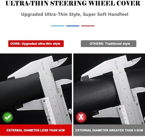 West Llama Thin Slim Car Steering Wheel Cover, Universal 14.5-15 inch Nappa - Image 3