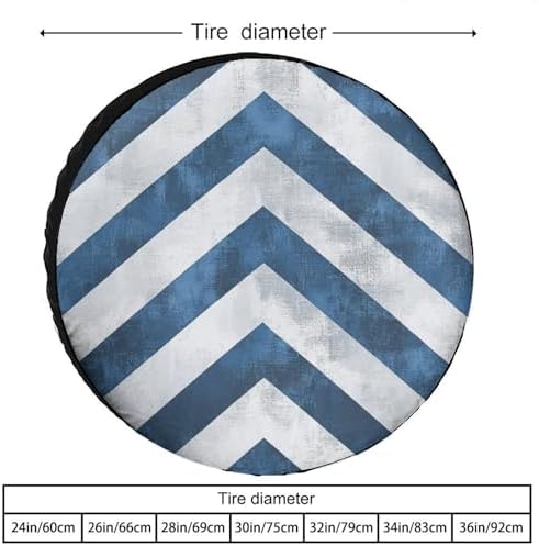 Spare Tire Cover 14inch Blue and White Chevron Waterproof Polyester Wheel - Image 2