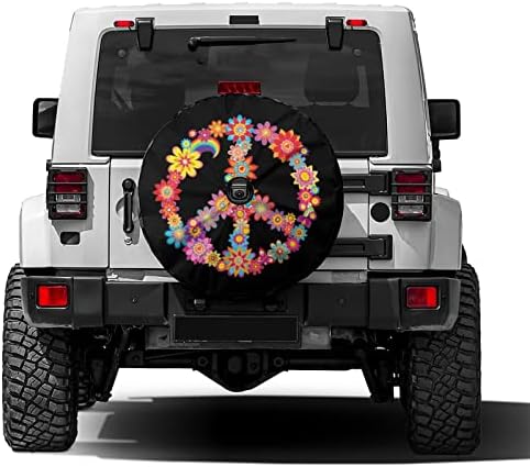 Colorful Peace Flower Spare Tire Cover by Foruidea