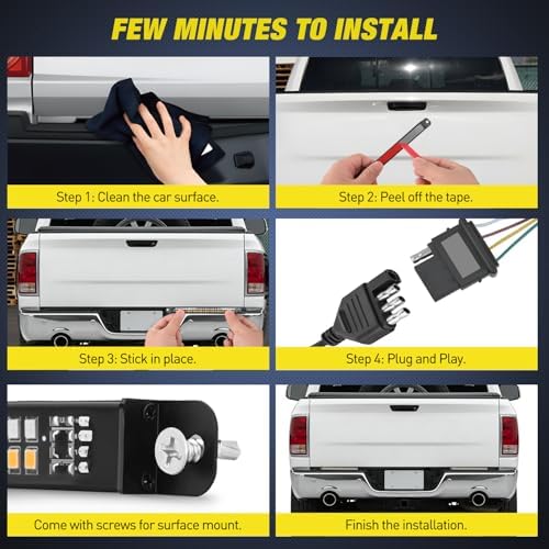 Nilight Truck Tailgate Light Strip 7" Aluminum Frame Double Row 60 LED - Image 4