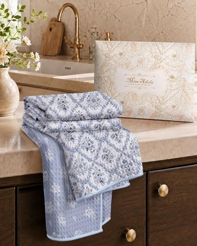 Miss Adola 2pcs Double-Sided Microfiber Kitchen Towels, Toile Elegance - Image 6