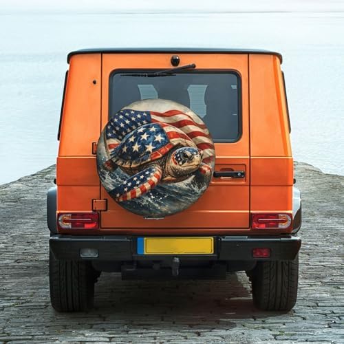 Sea Turtle with American Flag Spare Tire Cover Weatherproof Wheel Protectors - Image 6