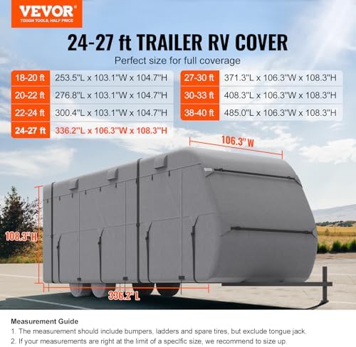 VEVOR 24-27 ft RV Cover, 4-Layer Non-Woven Fabric, Waterproof, - Image 2