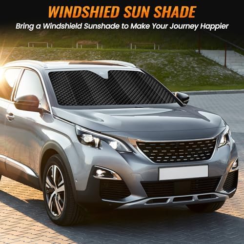 Windshield Sun Shade, Reflective Car Sunshade Blocks Heat, 55 x 29.5 in - Image 7