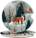 Ceramic Car Cup Holder Coasters Set of 2, 2.56 in Snow Fox by Mengduxd
