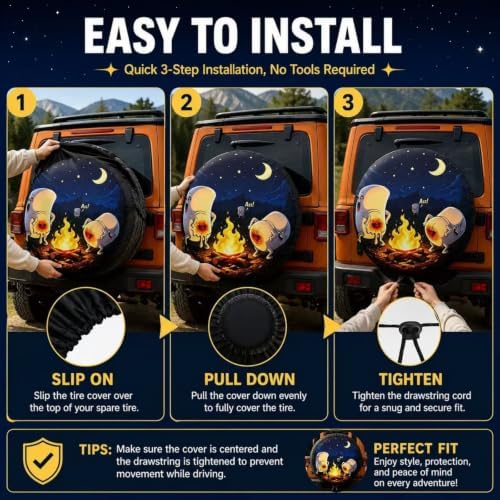 Spare Tire Cover with Marshmallow Campfire Wheel Protectors Weatherproof Spare - Image 3