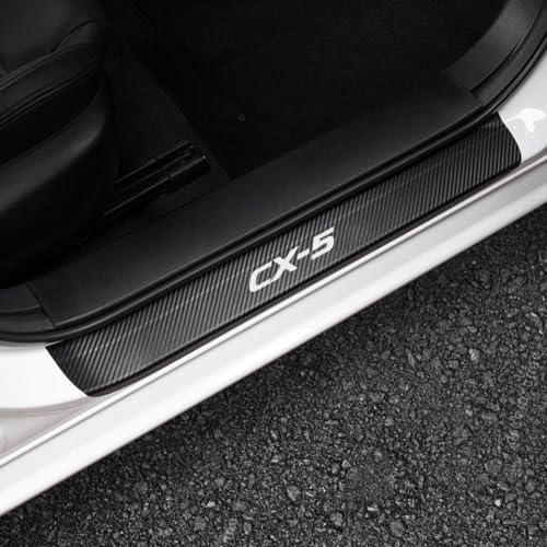 LEXLEY for Mazda 2013-2026 CX-5 Carbon Fiber Style Leather Door Sill Protector by LEXYE