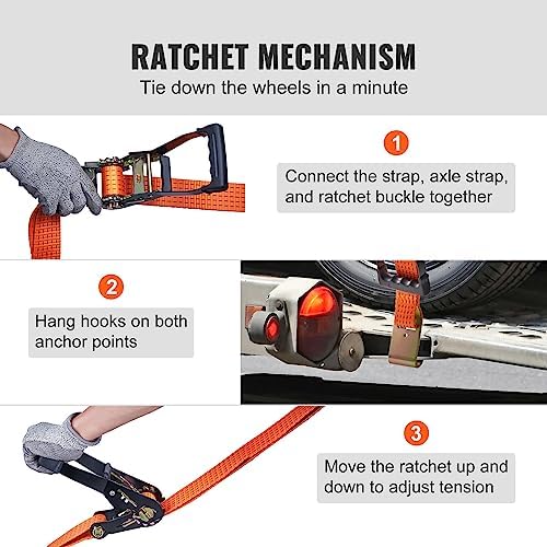 VEVOR Car Tie Down Straps Kit, Lasso Style 2" x 120" Tire Straps, 5512 LBS - Image 5
