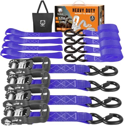 Retractable Ratchet Straps 4 Pack, 5208LBS Break Strength by Unknown