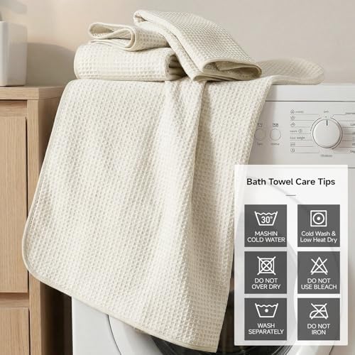 REDKISS Soft 8 Piece Waffle Towel Set, Microfiber, Lighter Weight, Quick Dry - Image 6