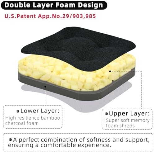 GOFORIT Tufted Shredded Memory Foam Chair Pads，Kitchen Chair Cushions - Image 3