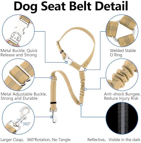 Plutus Pet Dog Seat Belt for Car Headrest, Reflective - Image 2